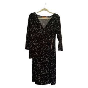 Ellen Tracy black & White polkadot dress, size L
